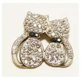 Sterling Silver Gemstone Kitty Cats Pendant 2g