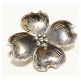 Petite "NYE" Sterling Silver Flower Brooch 1.4g