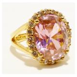 Gold/925 Silver Gemstone Dinner Ring Sz 8 10.4g