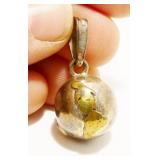 2-Tone Mexican 925 Silver World Bell Pendant 8.5