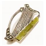 Vtg "Irish" Sterling Silver Harp Brooch 4g