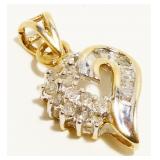 10K Y Gold & Diamond Heart Pendant 1.6g