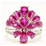 "DK" Sterling Silver Gemstone Ring Sz 8 4.5g