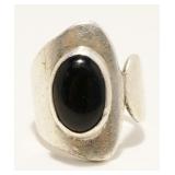 Fiona NY Sterling Silver Onyx Ring Sz 9 12.6g