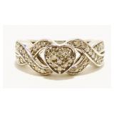 "STS" Sterling Silver CZ Heart Ring Sz 5 4.4g