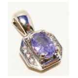 Petite Tanzanite & W. Sapphire 925 Silver Pendant