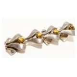 Heavy Tigers Eye 925 Silver Link Bracelet 7" 64.8g