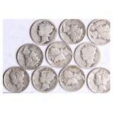 Ten Mercury Silver Dimes