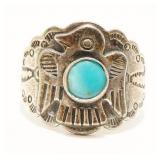 JP Navajo Turquoise 925 Silver Phoenix Ring Sz 7