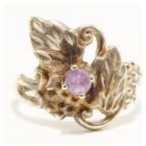 Vtg Sterling Silver Amethyst Ring Sz 7 2.8g