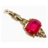 Vtg Sterling Silver Gemstone Pendant 6.8g