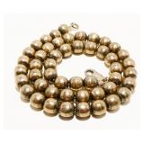 Heavy Sterling Silver Bead Necklace 16" 35.2g