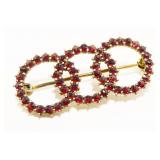 Gold/Sterling Silver 3 Circle Gemstone Brooch 4.4g