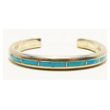 Loretto Navajo Turquoise 925 Silver Bracelet 39.2g