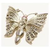 Vintage Sterling Silver Butterfly Brooch 12.4g