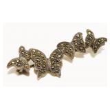 Vtg Marcasite 925 Silver Butterfly Brooch 6.1g