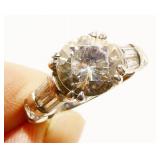 Sterling Silver CZ Engagement Ring Sz 6 4.6g