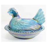 Carnival Glass Hen on Nest Dish
