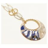 2-Tone 925 Silver Circle Pendant Necklace 16.9g
