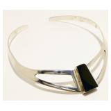 Mexican Sterling Silver Onyx Necklace 44.5g