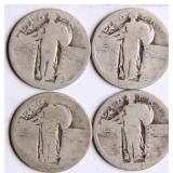 Four Standing Liberty Silver Quarters
