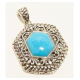Thai Sterling Silver Gemstone Pendant 15.1g