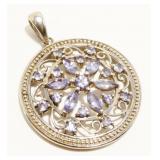 Sterling Silver Floral Gemstone Pendant 4g