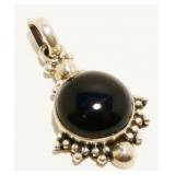 Onyx & Sterling Silver Pendant 4.2g