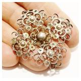 Vintage Sterling Silver Filigree Brooch 5.8g