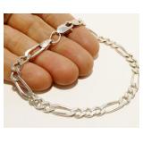 8" Italian 925 Silver Figaro Link Bracelet 9.8g