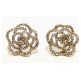 Sterling Silver CZ Flower Stud Earrings 3.2g