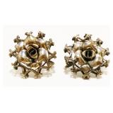 Vtg Sterling Silver Rose Screw Back Earrings 5.9g