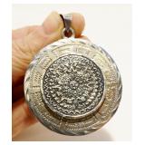 Mexican 925 Silver Aztec Sun Pendant 23.2g