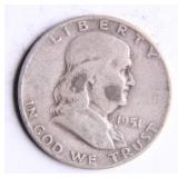 1951-D Franklin Half-Dollar Silver Coin