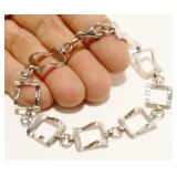Italian 925 Silver Square Link Bracelet 7" 8.7g