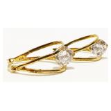 Gold/Sterling Silver CZ Earrings 5.7g