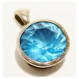 Round Sterling Silver Gemstone Pendant 6g