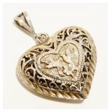 Ornate Sterling Silver Heart Pendant 6.1g