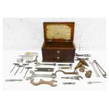 Vintage Wood Medical Box with Vintage Tools
