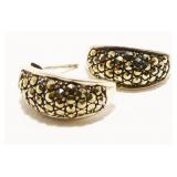 Sterling Silver Marcasite Half-Hoop Earrings 6.3g
