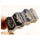 Siam Sterling Silver Panel Bracelet 6" 30.9g