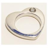 "JCC" Sterling Silver CZ Open Heart Pendant 14.6g