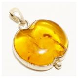 Sterling Silver Amber Pendant 5.1g