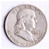 1959 Franklin Half-Dollar Silver Coin