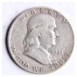 1951 Franklin Half-Dollar Silver Coin