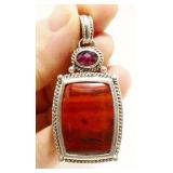 Eclectic 925 Silver Gemstone Pendant 14.1g