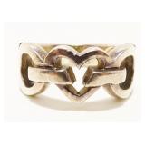 Sterling Silver Heart Link Ring Sz 6 6.6g