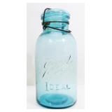 Vintage Turquoise Ball Ideal Glass Jar