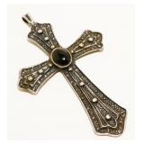 LG Sterling Silver Black Onyx Cross Pendant 12.6g