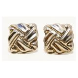 Mexican 925 Silver Square Clip-On Earrings 24.6g